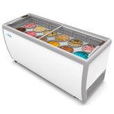 70 in. 12 Tub Ice Cream Dipping Cabinet Display Freezer with Sliding Glass Door, 20 cu. ft. KM-ICD-71SD.